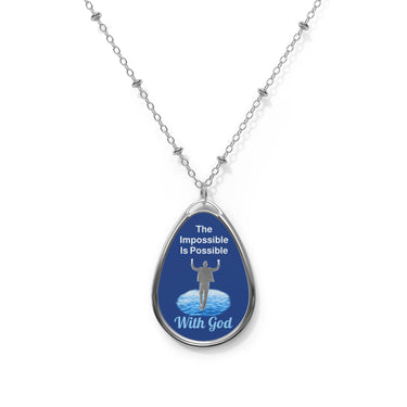 Inspirational oval pendant necklace with